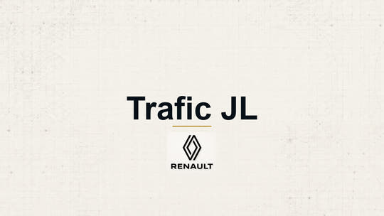 Renault Trafic JL model name with Renault logo on a pale technical background