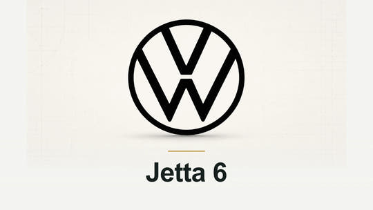 Volkswagen logo and Jetta 6 model name on a pale technical background