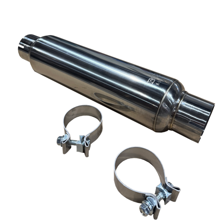 Kooks 3" Round Clamp In Muffler 14" Long. Polished Stainless Steel.