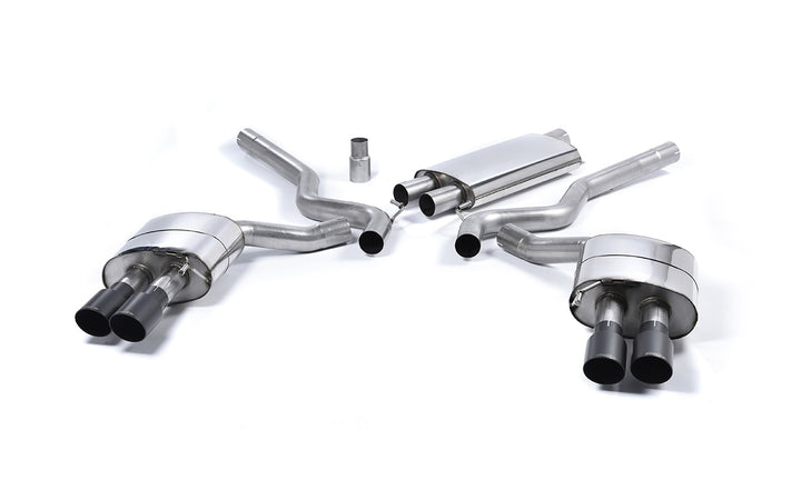 Ford Mustang 2.3 (S550 Fastback) - Resonated (Quieter) Cat-Back Exhaust System with GT-90 Cerakote Black Trims (For Roush Valance)