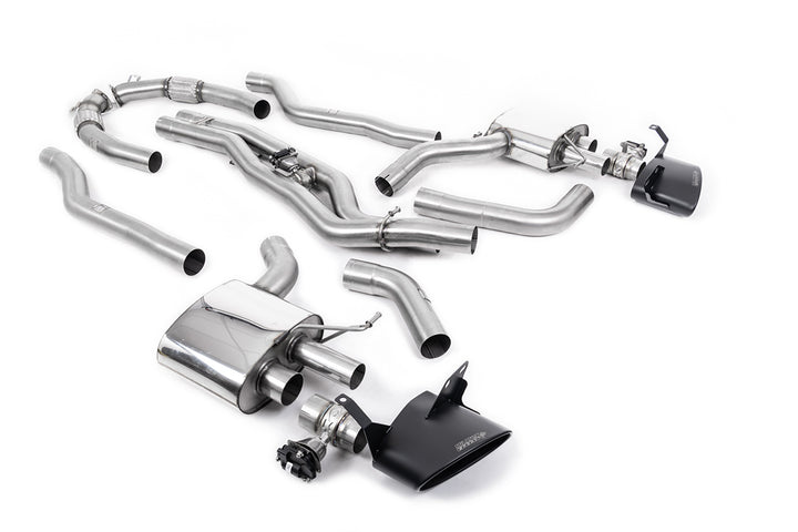 Audi RS6/RS7 C8 - Non Resonated Cat Back Back System (Twin 80mm) with Cerakote Black Oval Trims - Louder - (No Cutting Required)