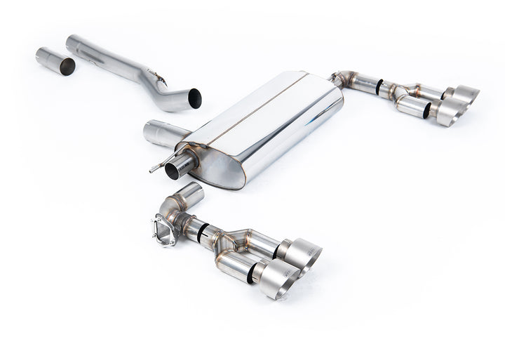 BMW F40 M135i - Maxton x Milltek - OPF/GPF Back Exhaust System with Quad GT-100 Brushed Titanium Trims - Fits Maxton Diffuser Only