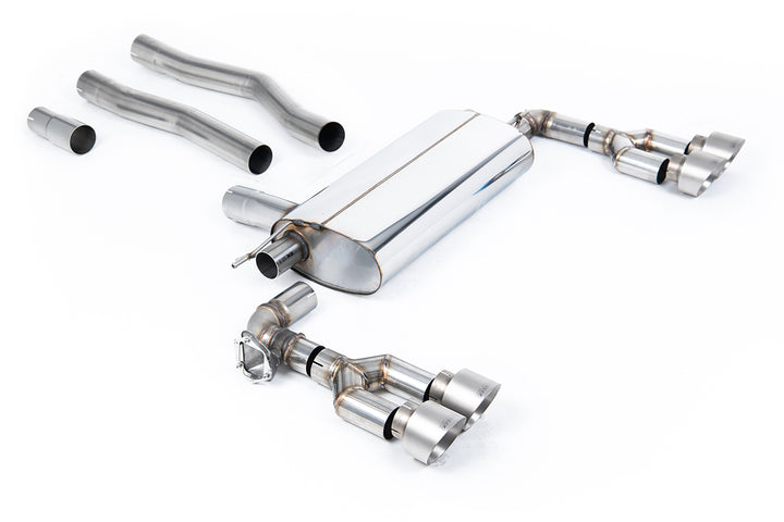 BMW F40 1 Series 128ti - Maxton x Milltek - OPF/GPF Back Exhaust System with Quad GT-100 Brushed Titanium Trims - Fits Maxton Diffuser Only