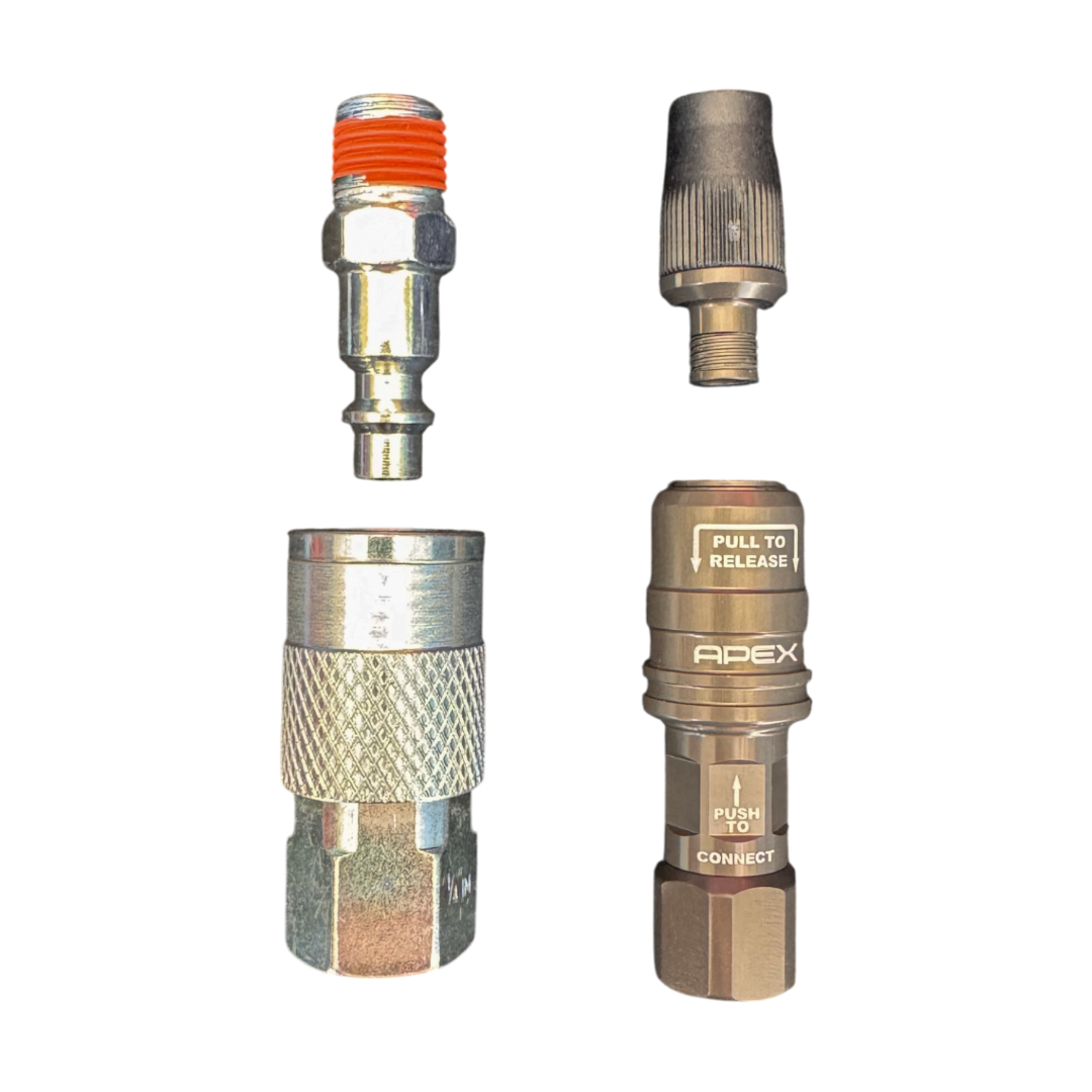 APEX DESIGN USA Compact Quick Coupler to APEX Nylon Braided Hose - High Flow Push-On Chuck Adapter