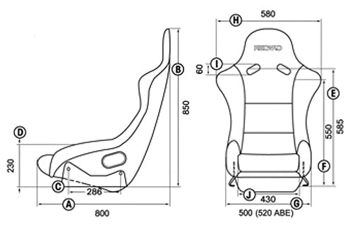 RECARO Pole Position dimensions diagram