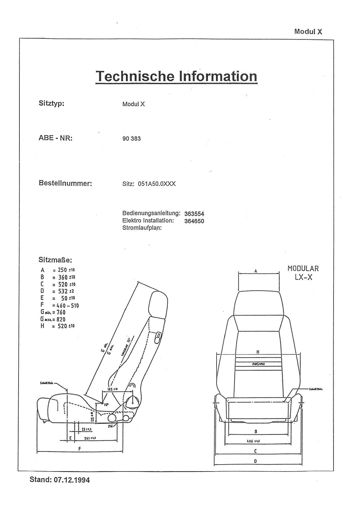 RECARO Specialist L dimensions diagram