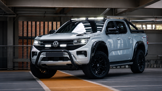 Roof light pods and A-pillar lights for wider trail and touring visibility