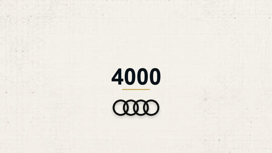 Audi 4000 model name with Audi logo on a pale technical background