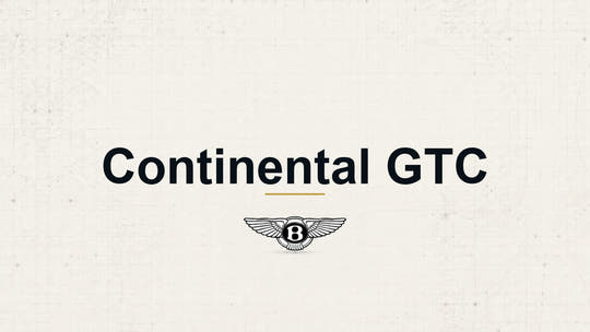 Bentley Continental GTC model name with Bentley logo on a pale technical background