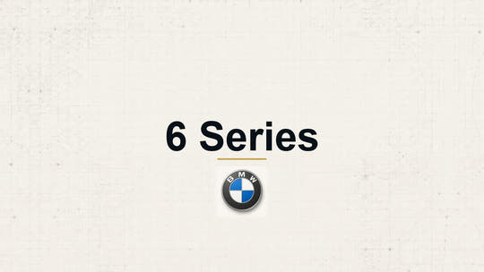 BMW 6 Series model name with BMW logo on a pale technical background