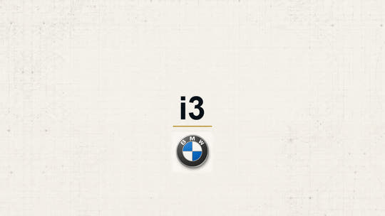 BMW i3 model name with BMW logo on a pale technical background