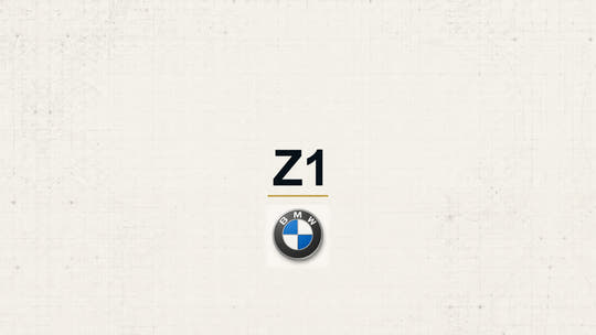 BMW Z1 model name with BMW logo on a pale technical background
