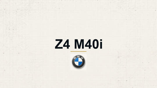 BMW Z4 M40i model name with BMW logo on a pale technical background
