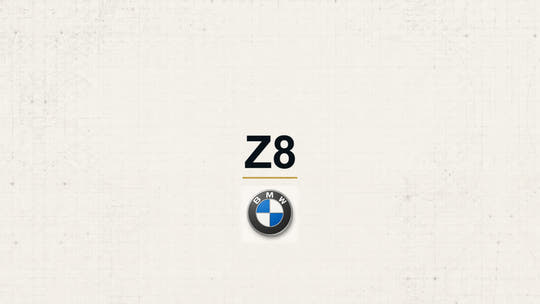 BMW Z8 model name with BMW logo on a pale technical background