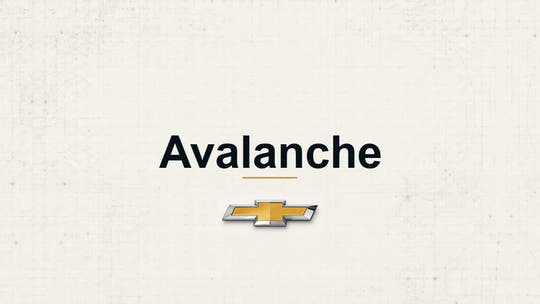 Chevrolet Avalanche model name with Chevrolet logo on a pale technical background