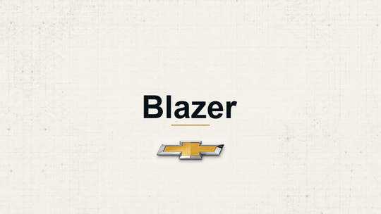 Chevrolet Blazer model name with Chevrolet logo on a pale technical background