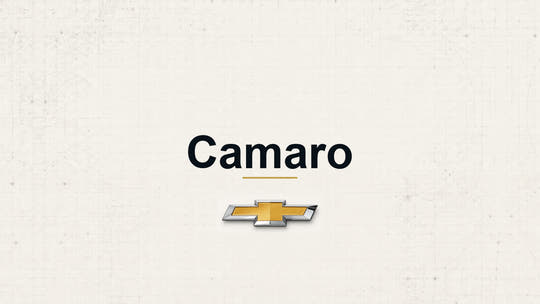 Chevrolet Camaro model name with Chevrolet logo on a pale technical background