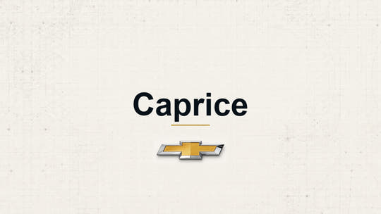 Chevrolet Caprice model name with Chevrolet logo on a pale technical background