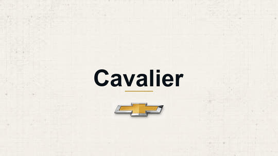 Chevrolet Cavalier model name with Chevrolet logo on a pale technical background