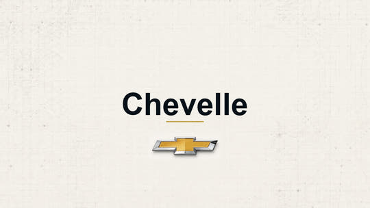 Chevrolet Chevelle model name with Chevrolet logo on a pale technical background