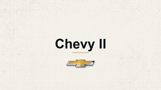 Chevrolet Chevy II model name with Chevrolet logo on a pale technical background