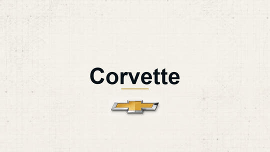 Chevrolet Corvette model name with Chevrolet logo on a pale technical background