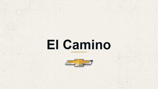 Chevrolet El Camino model name with Chevrolet logo on a pale technical background