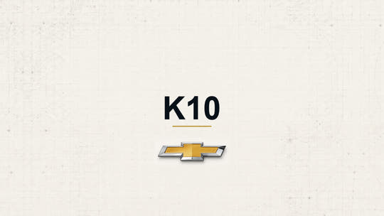 Chevrolet K10 model name with Chevrolet logo on a pale technical background