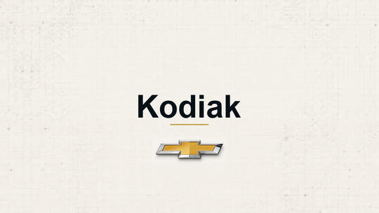 Chevrolet Kodiak model name with Chevrolet logo on a pale technical background