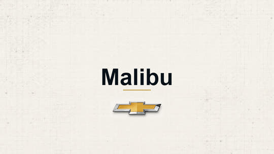 Chevrolet Malibu model name with Chevrolet logo on a pale technical background