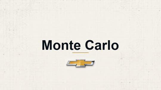 Chevrolet Monte Carlo model name with Chevrolet logo on a pale technical background