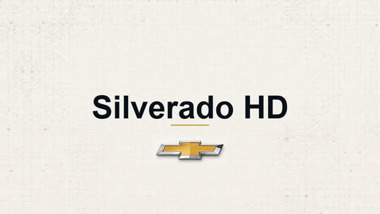 Chevrolet Silverado HD model name with Chevrolet logo on a pale technical background