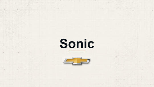 Chevrolet Sonic model name with Chevrolet logo on a pale technical background