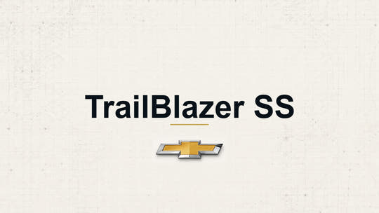 Chevrolet TrailBlazer SS model name with Chevrolet logo on a pale technical background