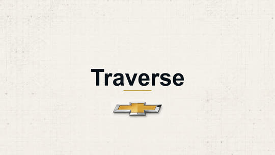 Chevrolet Traverse model name and manufacturer logo on a pale technical background