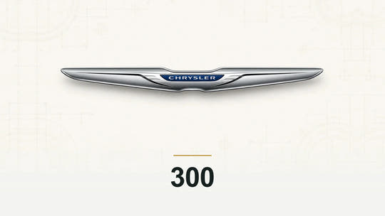 Chrysler logo and 300 model name on a pale technical background