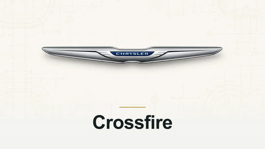 Chrysler logo and Crossfire model name on a pale technical background