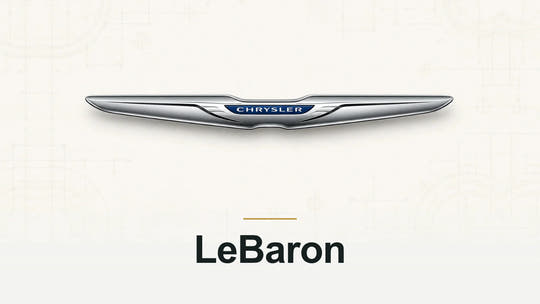 Chrysler logo and LeBaron model name on a pale technical background