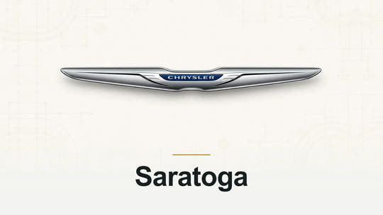 Chrysler logo and Saratoga model name on a pale technical background