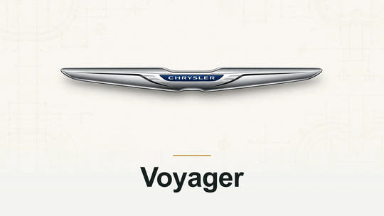 Chrysler logo and Voyager model name on a pale technical background