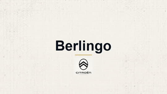Citroen Berlingo model name with Citroen logo on a pale technical background