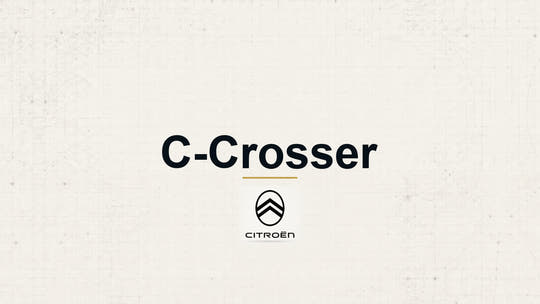 Citroen C-Crosser model name with Citroen logo on a pale technical background