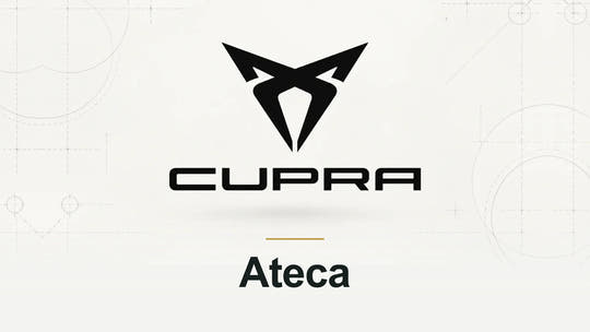 Cupra logo and Ateca model name on a pale technical background