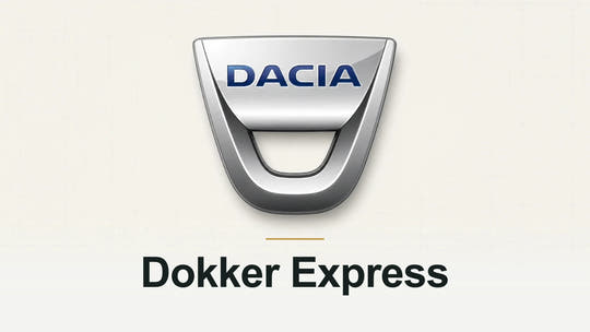 Dacia logo and Dokker Express model name on a pale technical background