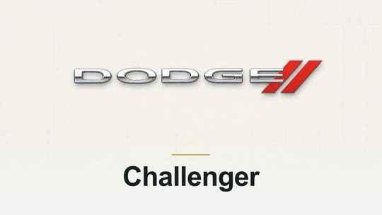 Dodge logo and Challenger model name on a pale technical background