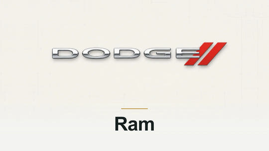 Dodge logo and Ram model name on a pale technical background