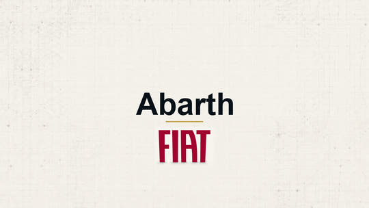 Fiat Abarth model name with Fiat logo on a pale technical background