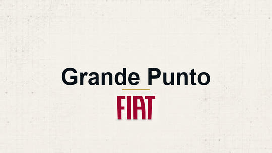 Fiat Grande Punto model name with Fiat logo on a pale technical background