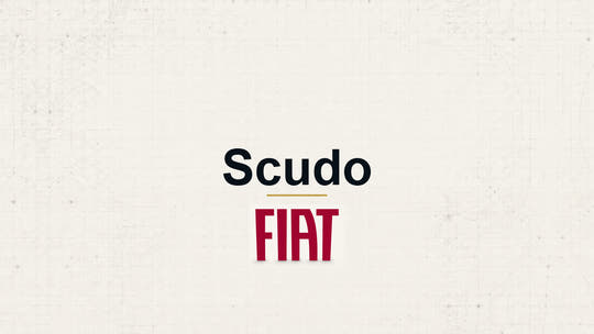 Fiat Scudo model name with Fiat logo on a pale technical background