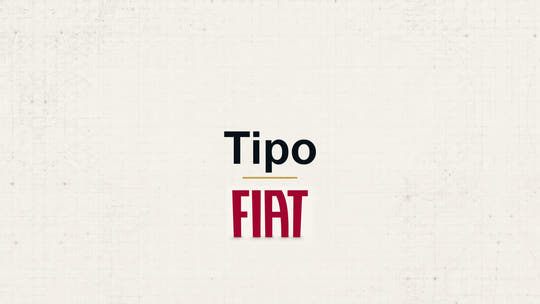 Fiat Tipo model name with Fiat logo on a pale technical background